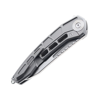 (Small Chip) Open Box/Returned TwoSun Folding Knife Flipper Titanium Handle M390 Clip Point Plain Edge TS45-M390