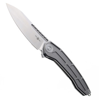 (Small Chip) Open Box/Returned TwoSun Folding Knife Flipper Titanium Handle M390 Clip Point Plain Edge TS45-M390