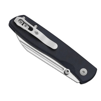 Kizer Renissance Folding Knife Blue Richlite Handle N690 Sheepsfoot Plain Edge Satin Finish V3698A3