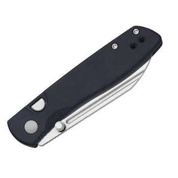 Kizer Renissance Folding Knife Blue Richlite Handle N690 Sheepsfoot Plain Edge Satin Finish V3698A3