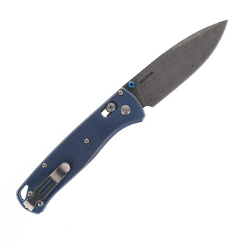 (Used) Limited Edition Benchmade Bugout Blue Titaniuim Handle Damascus Blade Folding Knife 535-2204