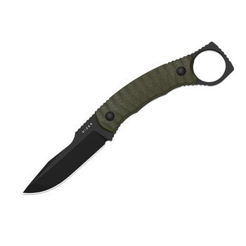 Kizer Billy Bones Fixed Blade Knife Olive Green G10 Handle AEB-L Drop Point Plain Edge Black PVD/Stonewash Finish 1115A1