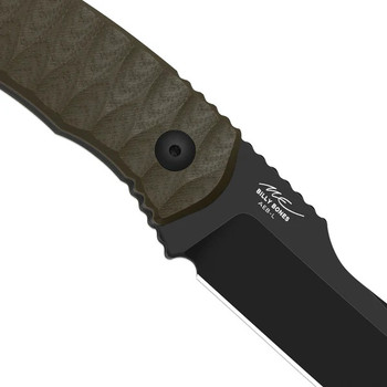Kizer Billy Bones Fixed Blade Knife Olive Green G10 Handle AEB-L Drop Point Plain Edge Black PVD/Stonewash Finish 1115A1
