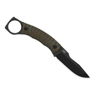 Kizer Billy Bones Fixed Blade Knife Olive Green G10 Handle AEB-L Drop Point Plain Edge Black PVD/Stonewash Finish 1115A1