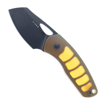 Kizer Hornet Fixed Blade Yellow PEI Handle 14C28N Sheepsfoot Plain Edge Black PVD Finish 1074A1