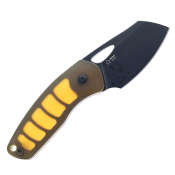 Kizer Hornet Fixed Blade Yellow PEI Handle 14C28N Sheepsfoot Plain Edge Black PVD Finish 1074A1