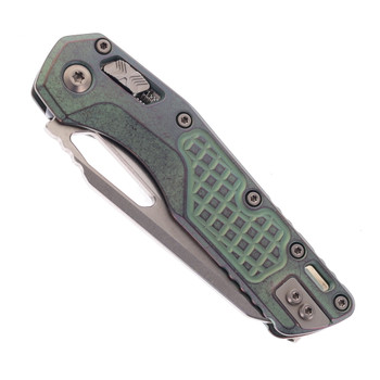 Microtech Marfione Select MSI Folding Knife M390 Stonewash Blade Antique Green Frag Titanium with Bronze Accents 210-13FRMS1