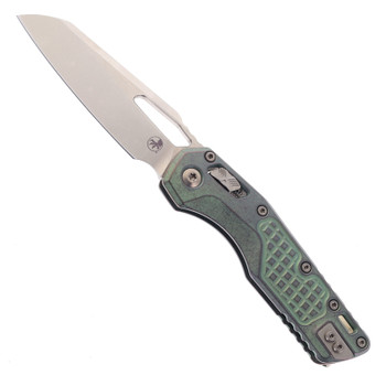 Microtech Marfione Select MSI Folding Knife M390 Stonewash Blade Antique Green Frag Titanium with Bronze Accents 210-13FRMS1
