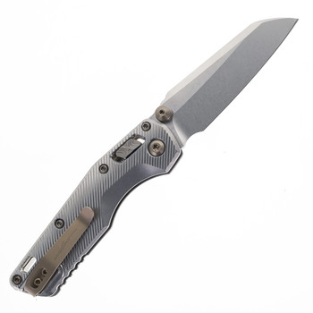 Microtech MSI Mini RAM-LOK Folding Knife Marfione Select Fluted Titanium Handle M390MK Stonewashed Modified Sheepsfoot Plain Blade 210M-10FLMS5