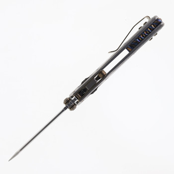 Microtech MSI Mini RAM-LOK Folding Knife Marfione Select Fluted Titanium Handle M390MK Stonewashed Modified Sheepsfoot Plain Blade 210M-10FLMS5