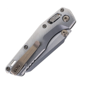 Microtech MSI Mini RAM-LOK Folding Knife Marfione Select Fluted Titanium Handle M390MK Stonewashed Modified Sheepsfoot Plain Blade 210M-10FLMS5