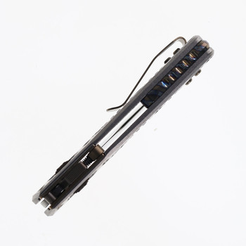 Microtech MSI Mini RAM-LOK Folding Knife Marfione Select Frag Pattern Titanium Handle M390MK Stonewashed Modified Sheepsfoot Plain Blade 210M-10FRMS5