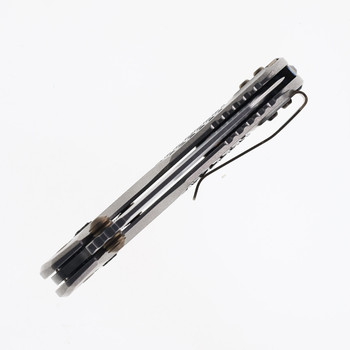 Microtech MSI Mini RAM-LOK Folding Knife Marfione Select Frag Pattern Titanium Handle M390MK Stonewashed Modified Sheepsfoot Plain Blade 210M-10FRMS5