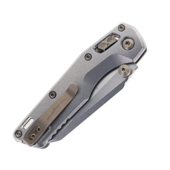 Microtech MSI Mini RAM-LOK Folding Knife Marfione Select Titanium Handle M390MK Stonewashed Modified Sheepsfoot Plain Blade 210M-10MS5