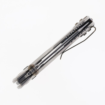 Microtech MSI Mini RAM-LOK Folding Knife Marfione Select Titanium Handle M390MK Stonewashed Modified Sheepsfoot Plain Blade 210M-10MS5