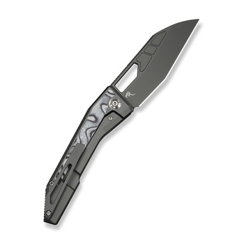 WE Inceptus Folding Knife Dark Gray Titanium/White/Black G10 Handle M390 Plain Edge Gray Stonewash Finish WE25017-1