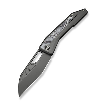 WE Inceptus Folding Knife Dark Gray Titanium/White/Black G10 Handle M390 Plain Edge Gray Stonewash Finish WE25017-1