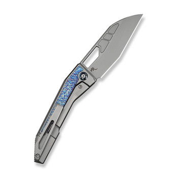 WE Inceptus Folding Knife Gray Titanium/Flame Titanium Inlay Handle M390 Plain Edge Stonewash Finish WE25017-2