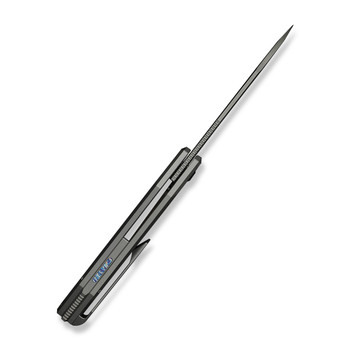 WE Inceptus Folding Knife Black Titanium/Green/Black Carbon Fiber Handle M390 Plain Edge Black Stonewash Finish WE25017-3