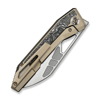 WE Inceptus Folding Knife Champagne Titanium/Aluminum Foil Carbon Fiber Handle M390 Plain Edge Satin Finish WE25017-4