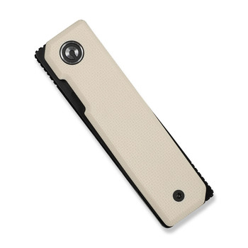 Civivi Kukei Folding Knife Off White G10 Handle Nitro-V Plain Edge Black Stonewash Finish C25036-3