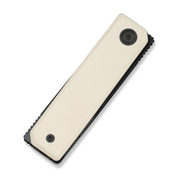 Civivi Kukei Folding Knife Off White G10 Handle Nitro-V Plain Edge Black Stonewash Finish C25036-3