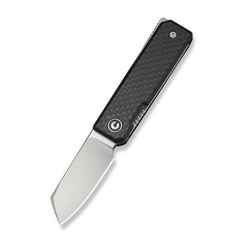 Civivi Kukei Folding Knife Twill Carbon Fiber/Black G10 Handle Nitro-V Plain Edge Satin Finish C25036-4