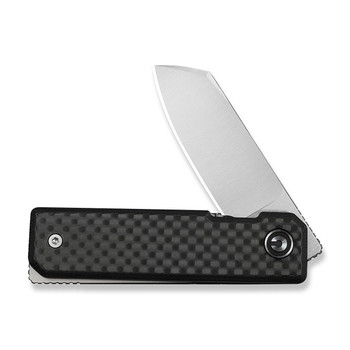 Civivi Kukei Folding Knife Twill Carbon Fiber/Black G10 Handle Nitro-V Plain Edge Satin Finish C25036-4