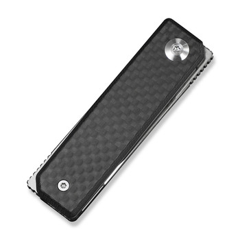 Civivi Kukei Folding Knife Twill Carbon Fiber/Black G10 Handle Nitro-V Plain Edge Satin Finish C25036-4