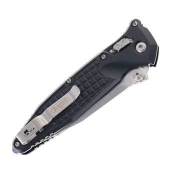 Microtech Socom Ram-Lok Folding Knife Black Aluminum Frag Handle S/E Stonewash M390MK Blade 160RL-10FR