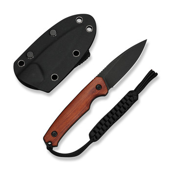 Civivi Altus Fixed Blade Knife Guibourtia Wood Handle 14C28N Plain Edge Black Stonewash Finish C20076B-3