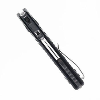 Microtech MSI RAM LOK Mini Folding Knife Stonewash M390MK Blade  Black Frag Aluminum Handle 210M-10FR