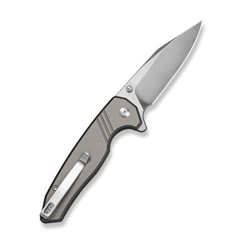 Sencut Selkyris Folding Knife Gray Aluminum Handle D2 Plain Edge Satin Finish S25068-2