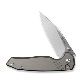 Sencut Selkyris Folding Knife Gray Aluminum Handle D2 Plain Edge Satin Finish S25068-2