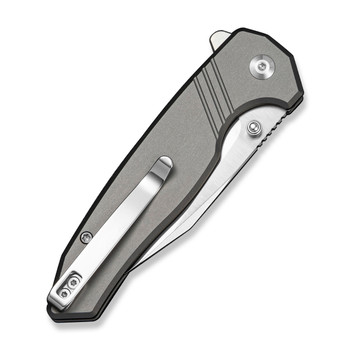 Sencut Selkyris Folding Knife Gray Aluminum Handle D2 Plain Edge Satin Finish S25068-2