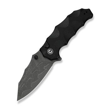 Civivi Natterjack Folding Knife Milled Black G10 Handle Damascus Plain Edge C24028-DS1