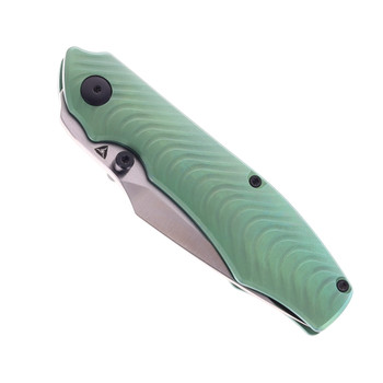 Tuya Dino Folding Knife Green Titanium Handle S90V Plain Edge Satin Finish