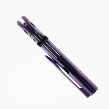 Tuya Dino Folding Knife Purple Titanium Handle S90V Plain Edge Black DLC Finish