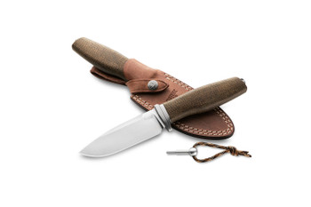Lion Steel Acha Fixed Blade Knife Green Burlap Micarta Handle M390 Plain Edge Satin Finish AH BLG