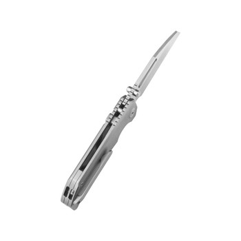 (Open Box) Returned KB Knives Venom Folding Knife Sandblast Titanium Handle S90V Sheepsfoot Plain Edge Belt Satin Finish KB435A