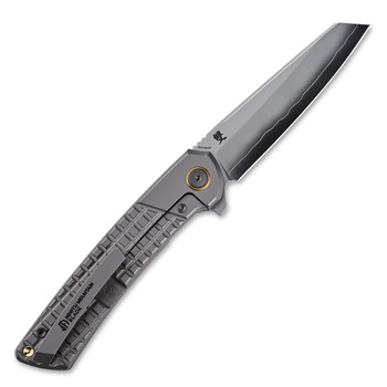 North Mountain Blade Folding Knife Gray Grid Titanium Handle SLD-Magic Tanto Plain Edge 2506-Grid