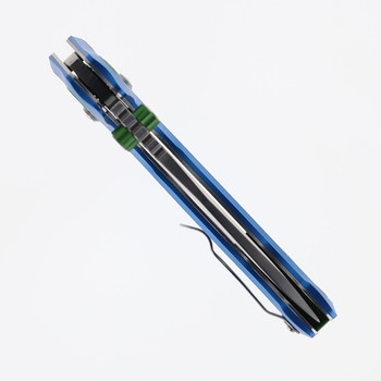 Exclusive CJRB Doubletap Folding Knife Blue Aluminum Handle D2 Drop Point Plain Edge Satin Finish J1970-BA
