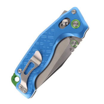 Exclusive CJRB Doubletap Folding Knife Blue Aluminum Handle D2 Drop Point Plain Edge Satin Finish J1970-BA