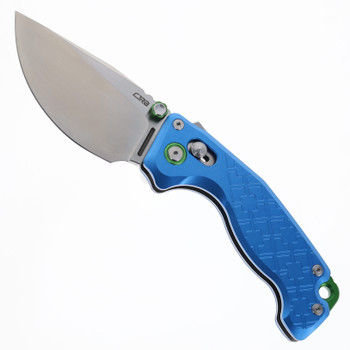 Exclusive CJRB Doubletap Folding Knife Blue Aluminum Handle D2 Drop Point Plain Edge Satin Finish J1970-BA