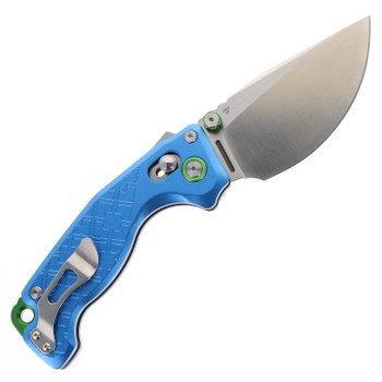 Exclusive CJRB Doubletap Folding Knife Blue Aluminum Handle D2 Drop Point Plain Edge Satin Finish J1970-BA