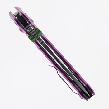 Exclusive CJRB Doubletap Folding Knife Purple Aluminum Handle D2 Satin Finish J1970-PA