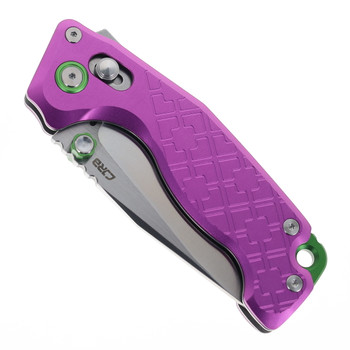 Exclusive CJRB Doubletap Folding Knife Purple Aluminum Handle D2 Satin Finish J1970-PA