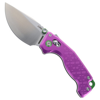 Exclusive CJRB Doubletap Folding Knife Purple Aluminum Handle D2 Satin Finish J1970-PA