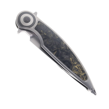 Rike Viper 2 A Folding Knife Titanium Handle w/ Gold Carbon Fiber M398 Blade