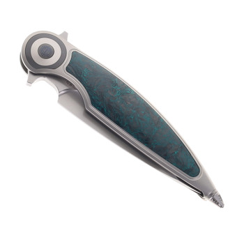 Rike Viper 2 B Folding Knife Titanium Handle w/ Green Carbon Fiber Compound Grind M398 Blade